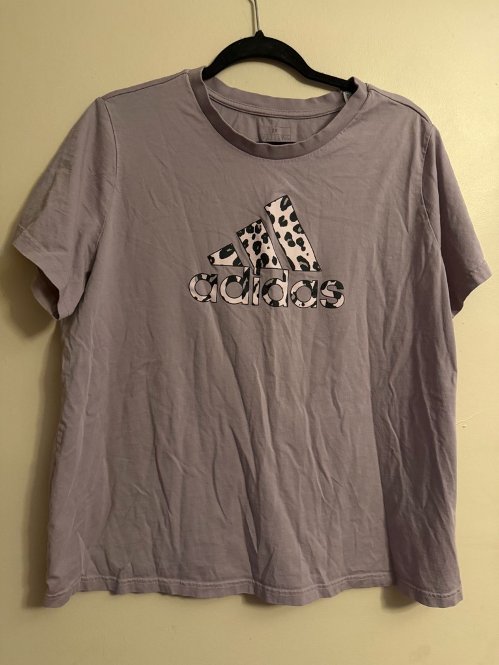 adidas Lavender/Pink Crewneck Tee with Printed Logo